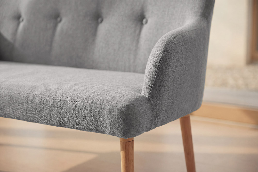 Nordische Sitzbank SCANDINAVIA MEISTERSTÜCK 115cm grau natur Massivholz mit Armlehne