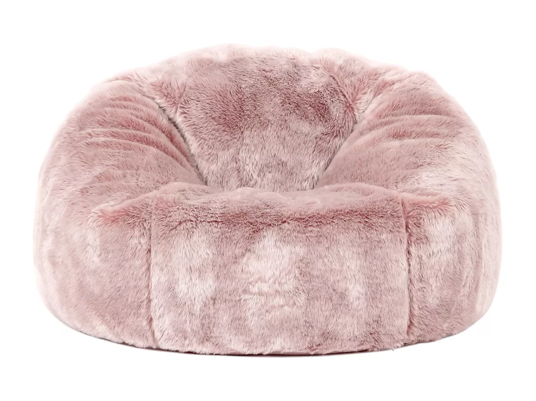 Pouf classique imitation fourrure pour enfants rose poudré
