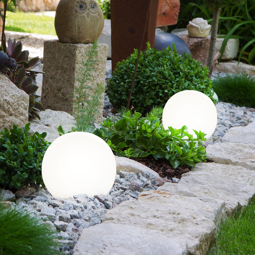 4er Set LED Solar Steckleuchten, Kugel Design, weiß
