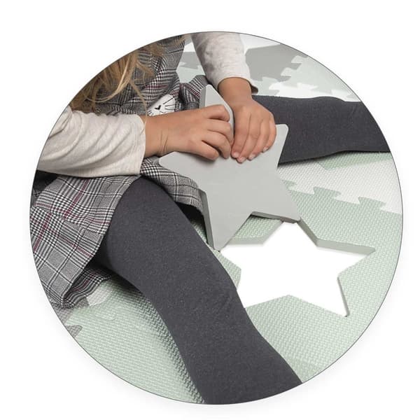 Skummatte Puslespill 151x151cm 16 stk Ricokids Grey-Mint