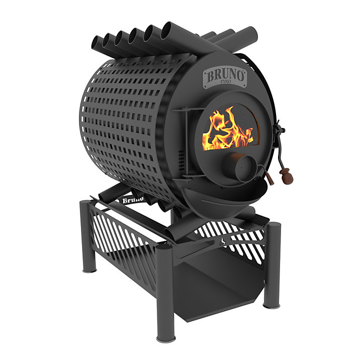 Poêle à bois en acier Bruno Pyro IV noir en acier 22kW 200m²
