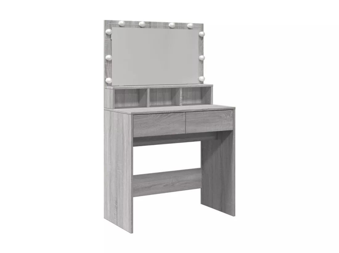 Coiffeuse avec LED sonoma gris 80x41x134,5 cm