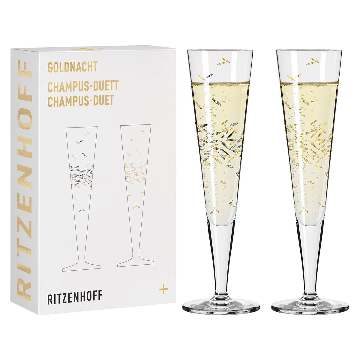 Goldnacht champagneglass, 2 stk