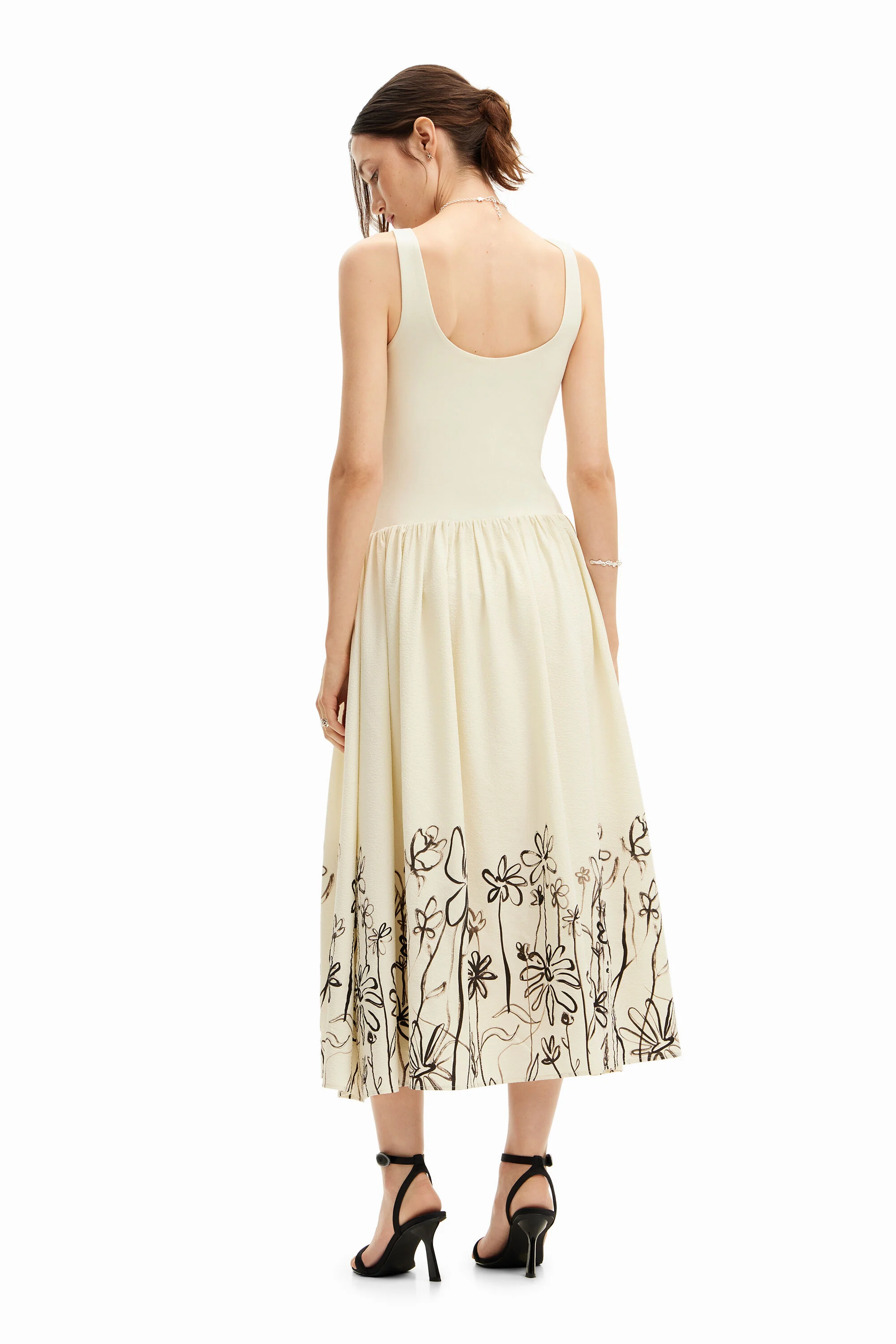 Vestido midi evasé flores
