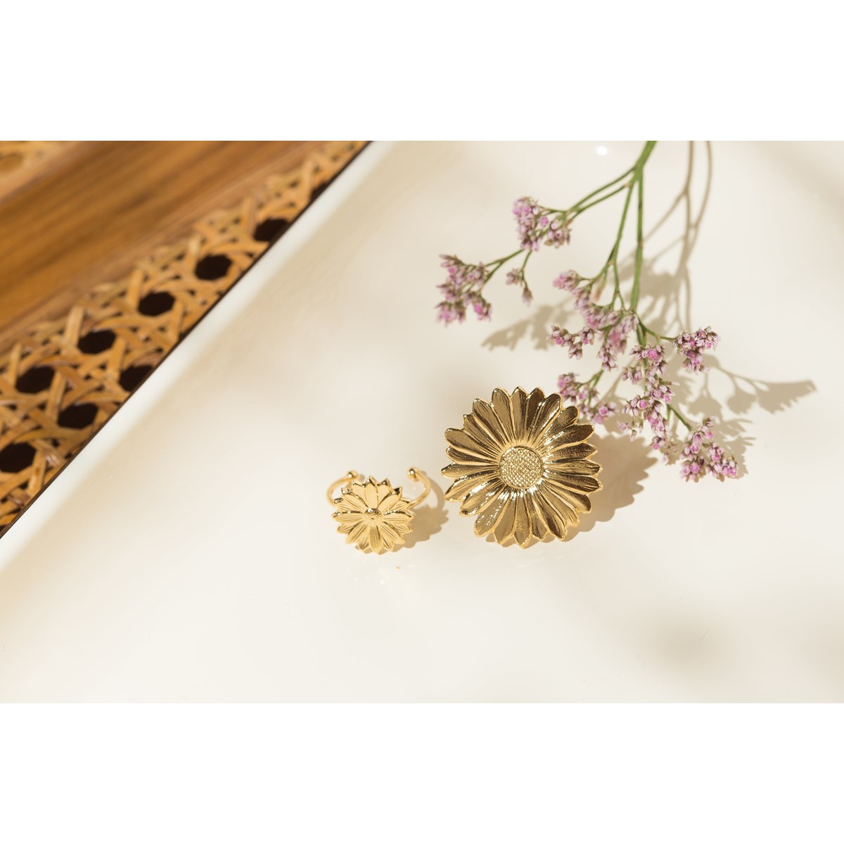 bague fleur doré à l'or fin - MAÏA