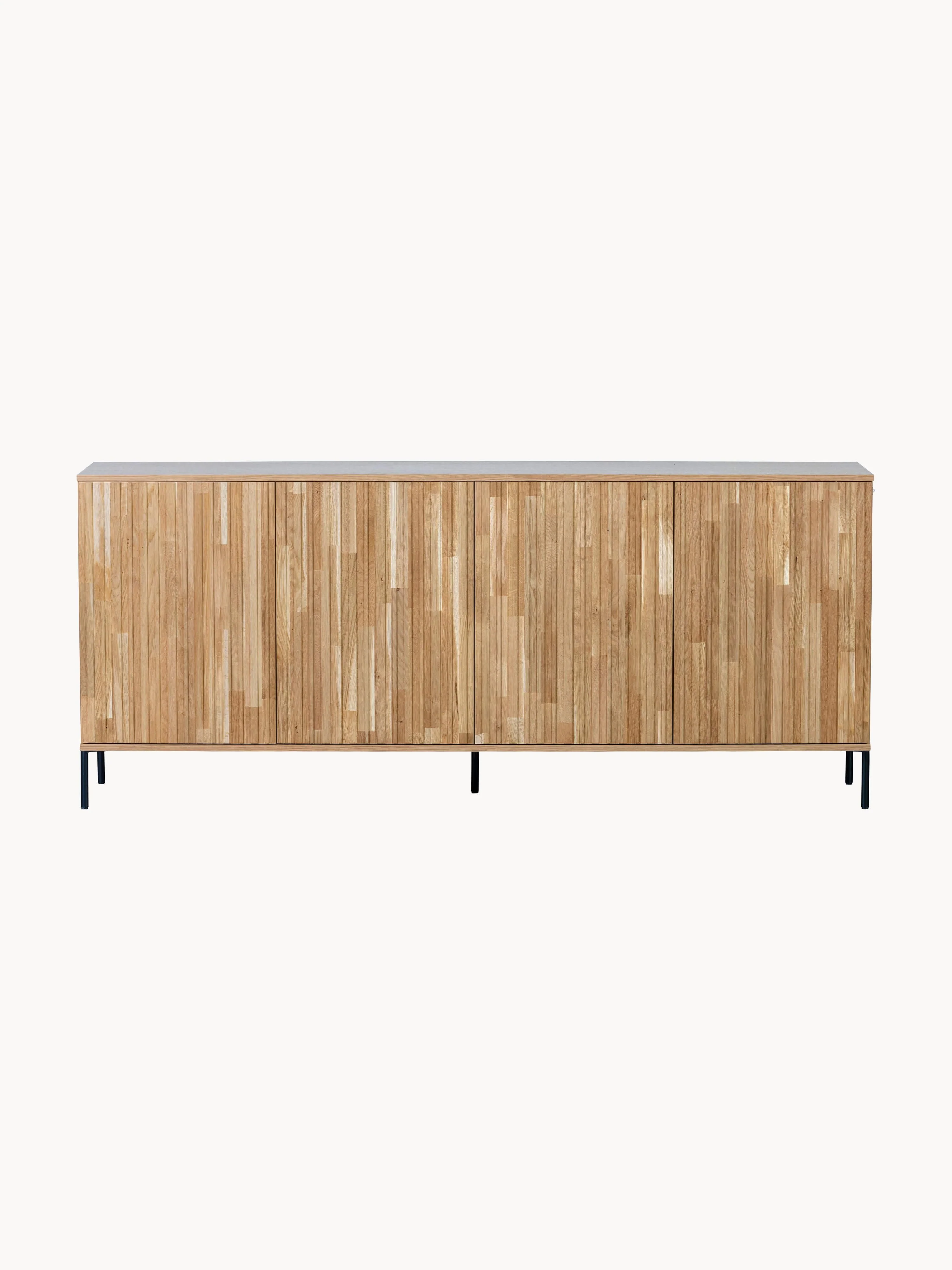 Dressoir Avourio van eikenhout met geribde voorzijde