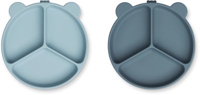 LIEWOOD Stacy Delt Tallerken 2-Pack, Sea Blue/Whale Blue