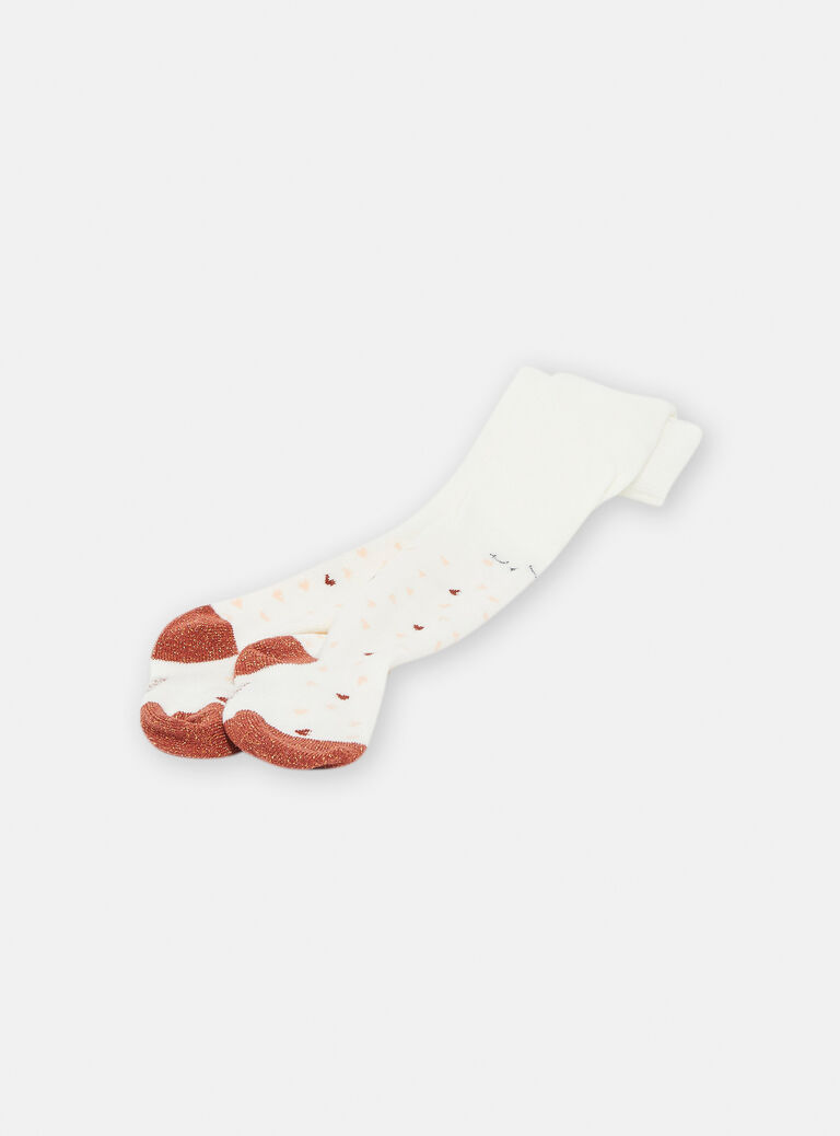 Collants écrus à motifs hiboux pour bébé fille