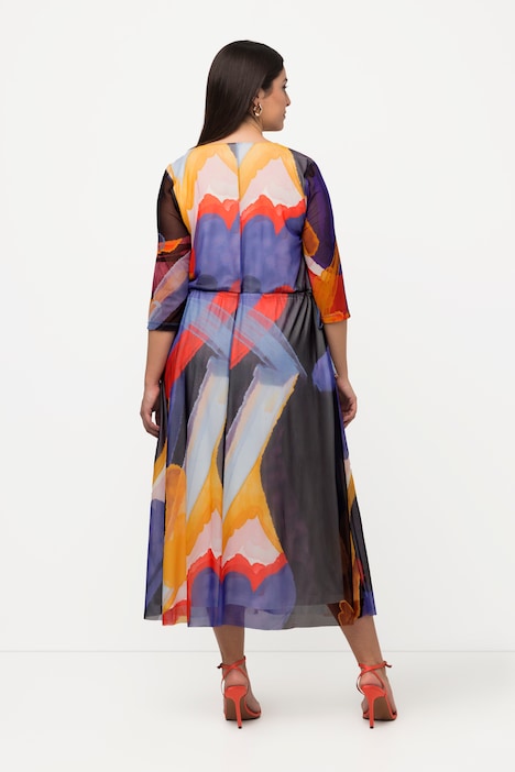 Midikleid, doppellagig, V-Ausschnitt, 3/4-Arm