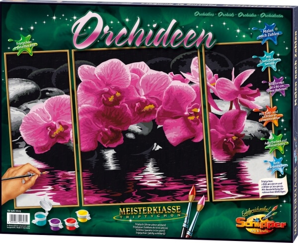 Malen nach Zahlen - Orchideen (Triptychon)