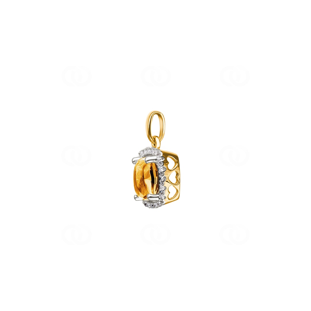 Anhänger 750/18 K Gelbgold mit Citrin Kissen und Diamanten 0.06 ct H/si