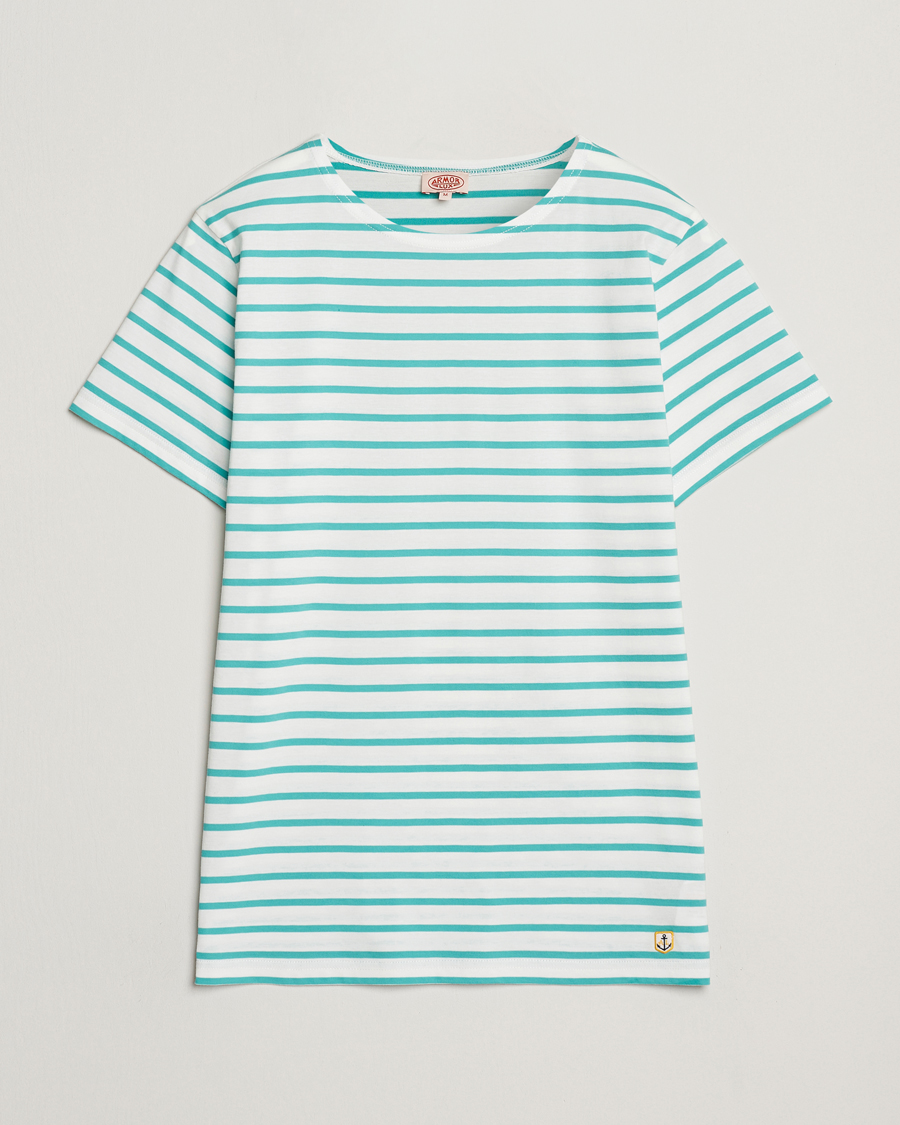 Armor-lux Hoëdic Boatneck Héritage Stripe T-shirt Milk/Laguna