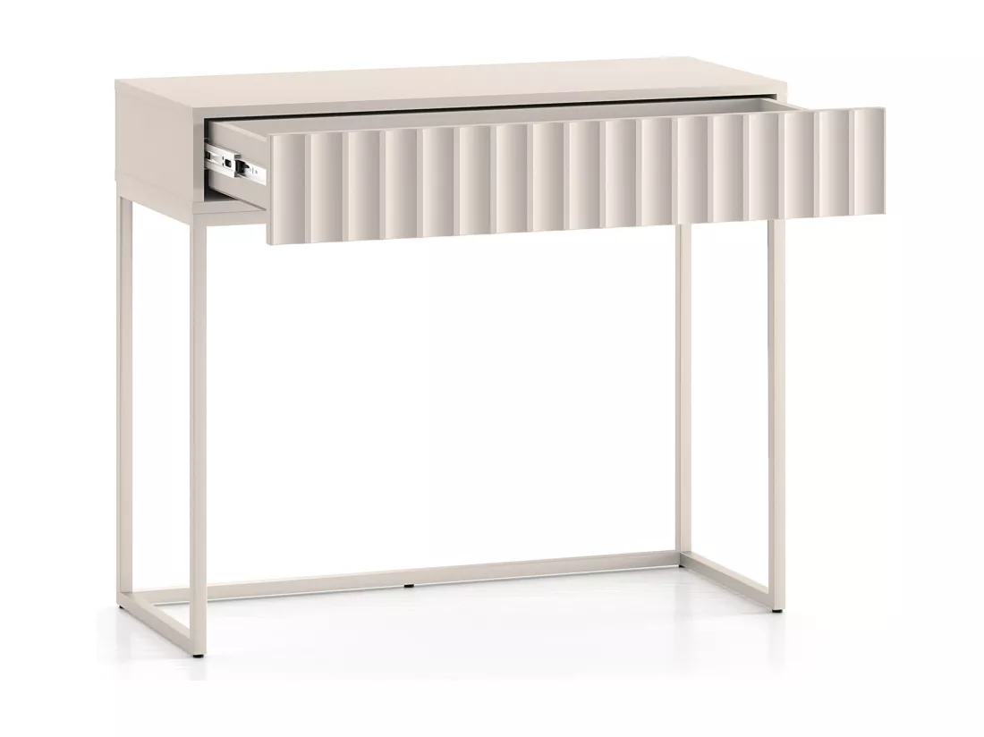 Coiffeuse avec tiroir et façades cannelées - 91 cm - beige clair - DERRIVA
