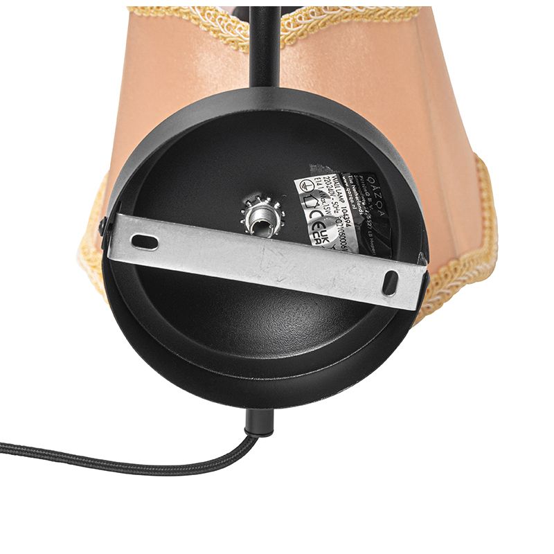 Klassieke wandlamp zwart met lampenkap goud - Nona