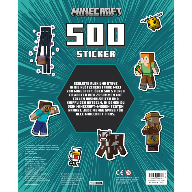 Minecraft - 500 Sticker - Stickern-Rätseln-Ausmalen