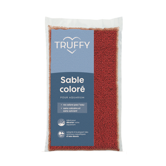 Sable coloré pour aquarium d'eau douce Truffy rouge 12Kg