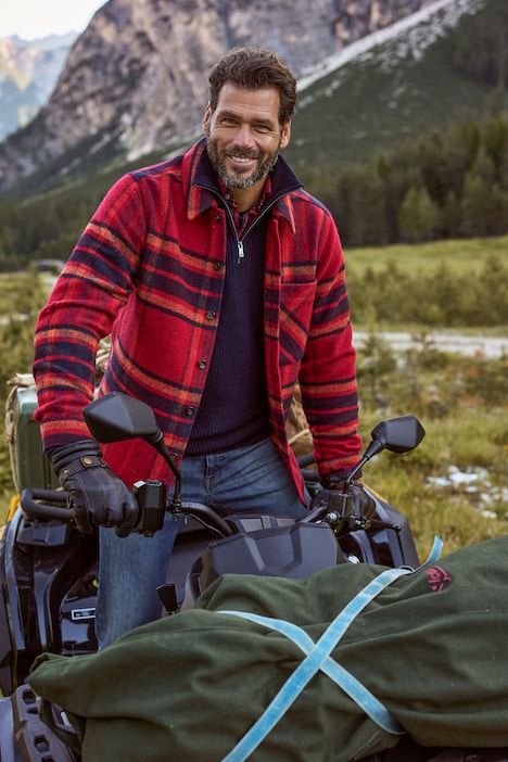 Karohemd, Overshirt, Langarm, Wollmix, Kentkragen, Modern Fit