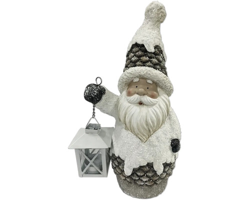 Decoratieve Kerstman Lantaarn Lafiora 17 x 14,5 x 33 cm bruin wit