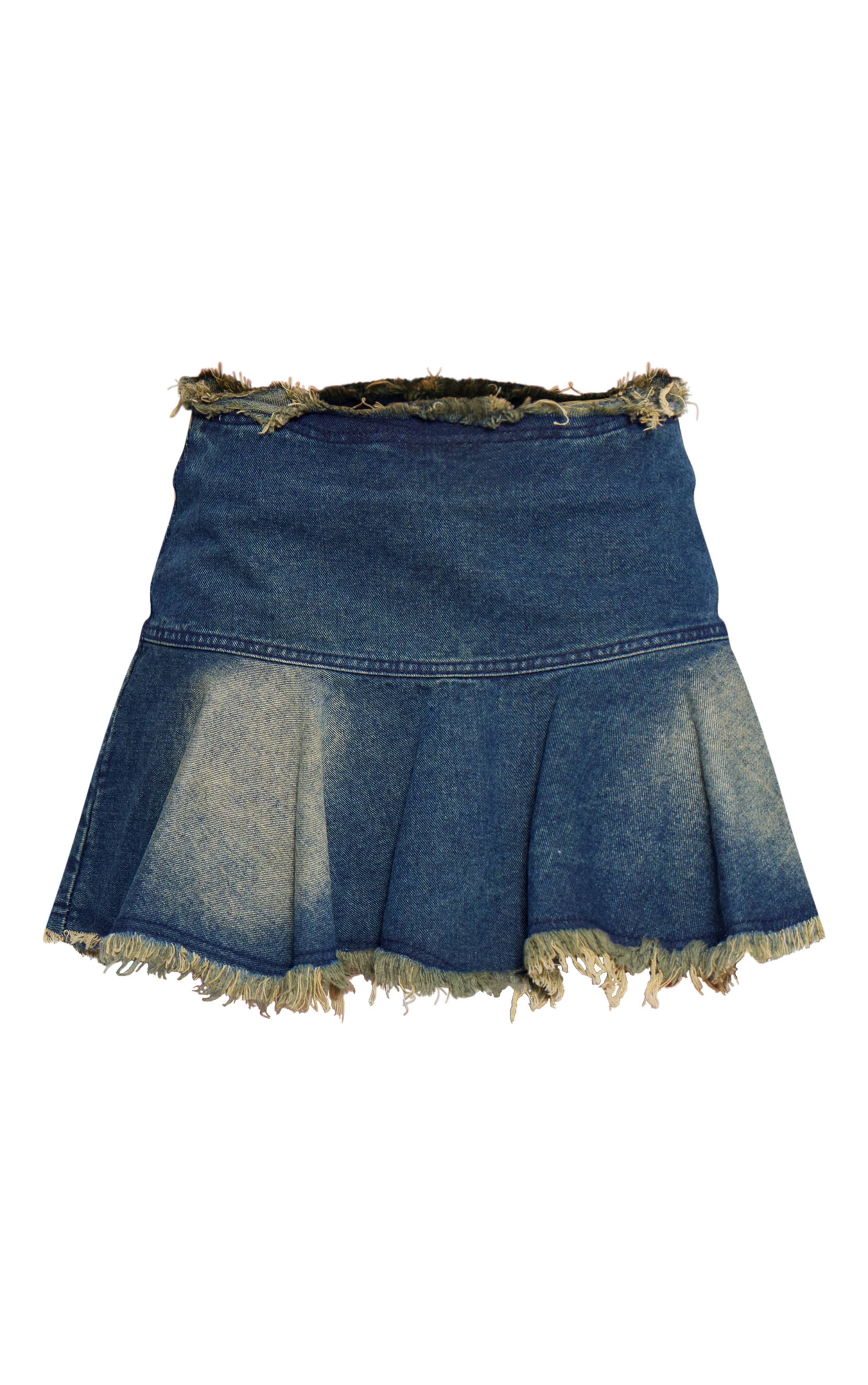 Bleu Mini-jupe Asymétrique À Bords Bruts Extrêmes