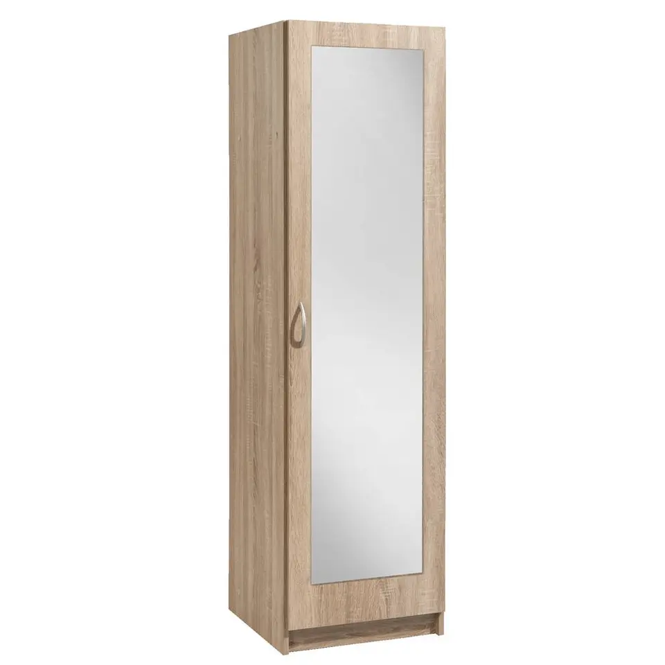 Kledingkast Varia 1-deurs inclusief spiegel - licht eiken - 175x49x50 cm