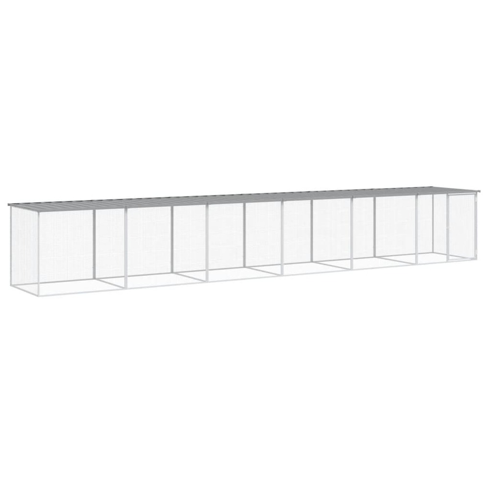 Poulailler avec toit gris clair 603x98x90 cm acier galvanisé
