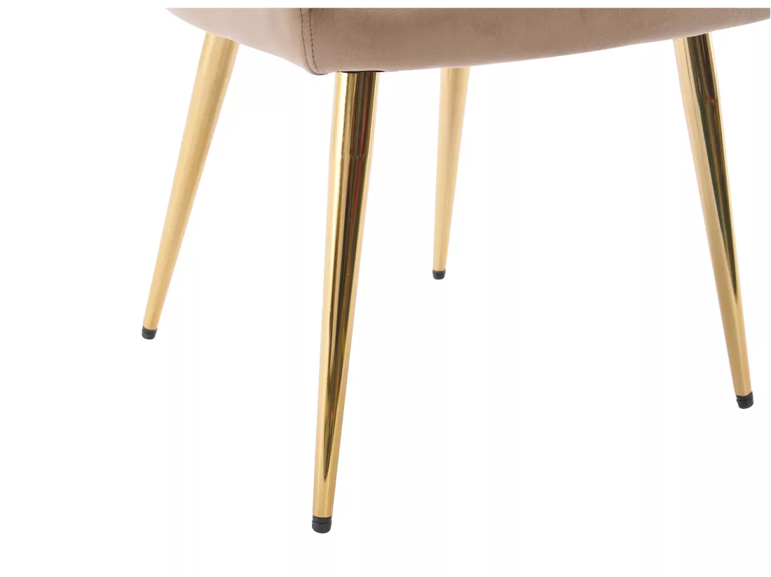 Lot de 2 chaises avec accoudoirs en velours et métal doré - Beige - ELEANA