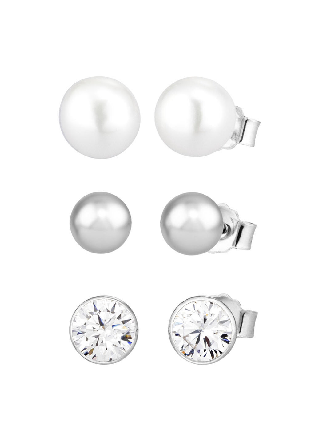 Elegantes Ohrstecker-Set aus Silber, 3 Paar