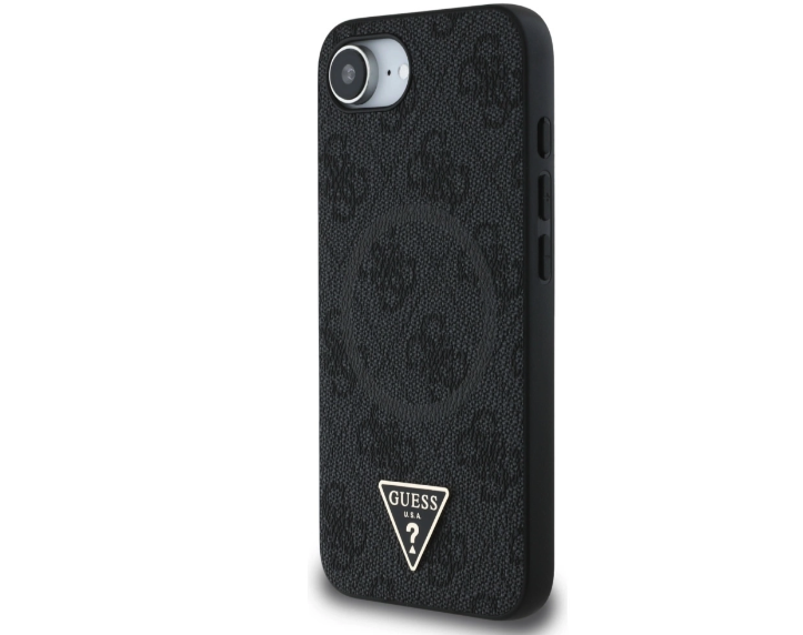 iPhone 16e MagSafe Leder Hardcase Hülle 4G Ring Triangle (GUHMPSE4P4TDPK) - Schwarz