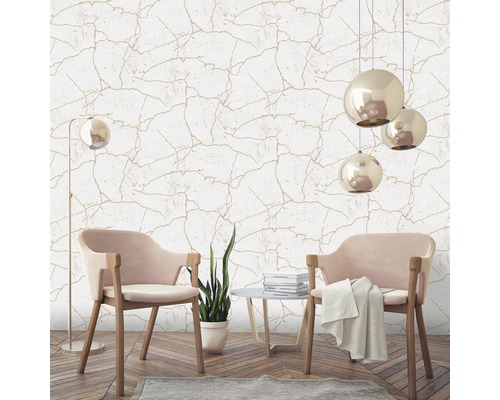 Vliesbehang 104869 Marmer witgoud