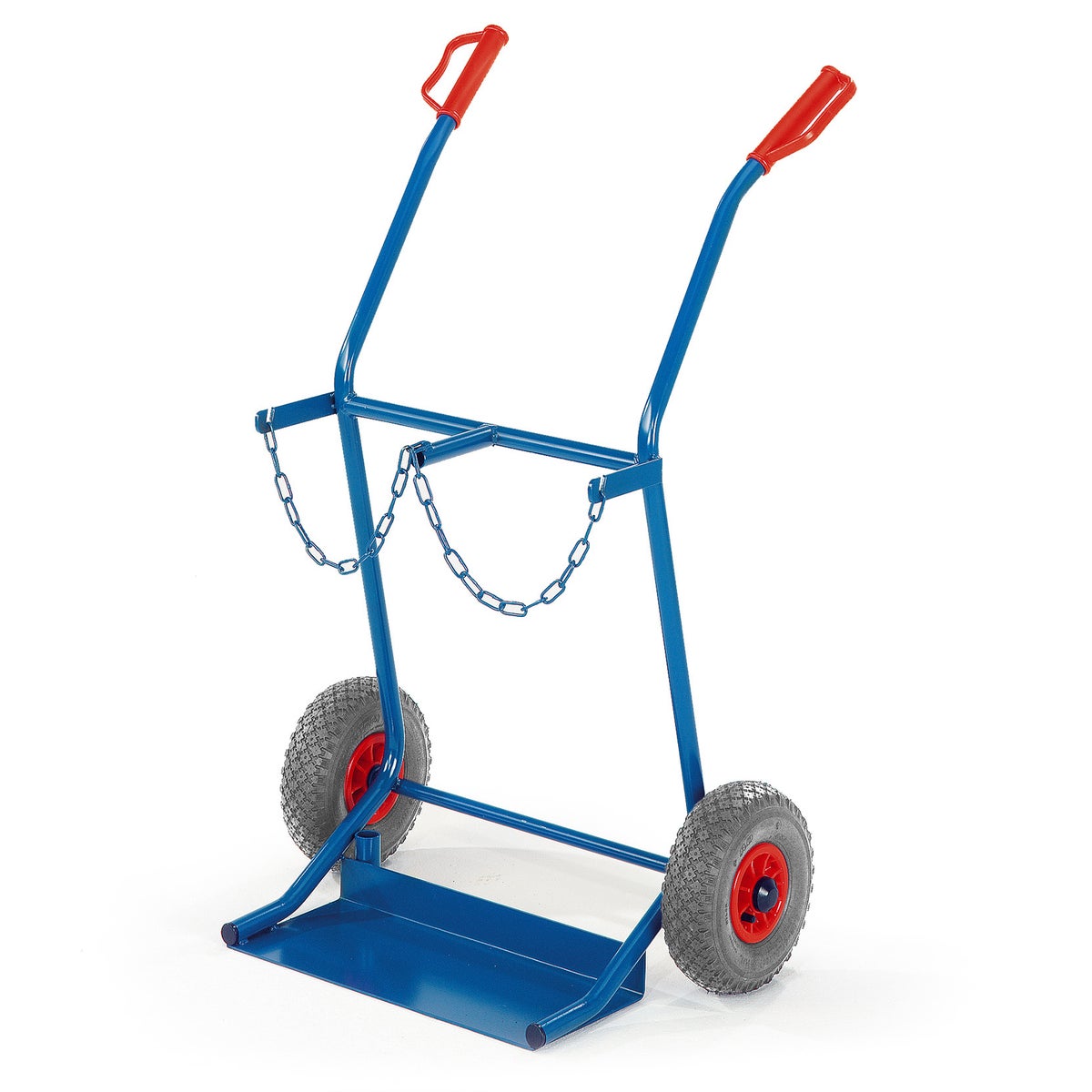 Rollcart stalen flessenwagen, 100 kg laadvermogen voor 2 x 20 liter flessen, luchtbanden