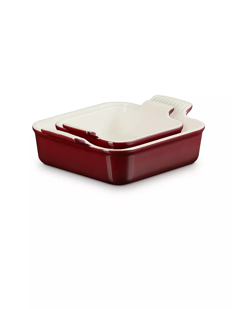 LE CREUSET Auflaufform 2er-Set 13/20cm Tradition aus Steinzeug Garnet dunkelrot