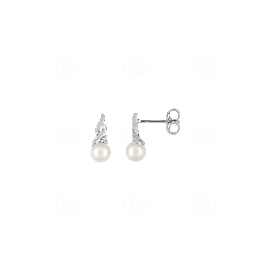 Ohrstecker 925 Silber rhodiniert mit Kunstperlen 4mm & Zirkonia