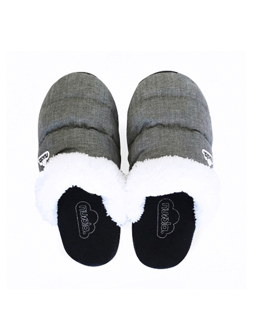 Wool Slippers Rubber Sole Grey