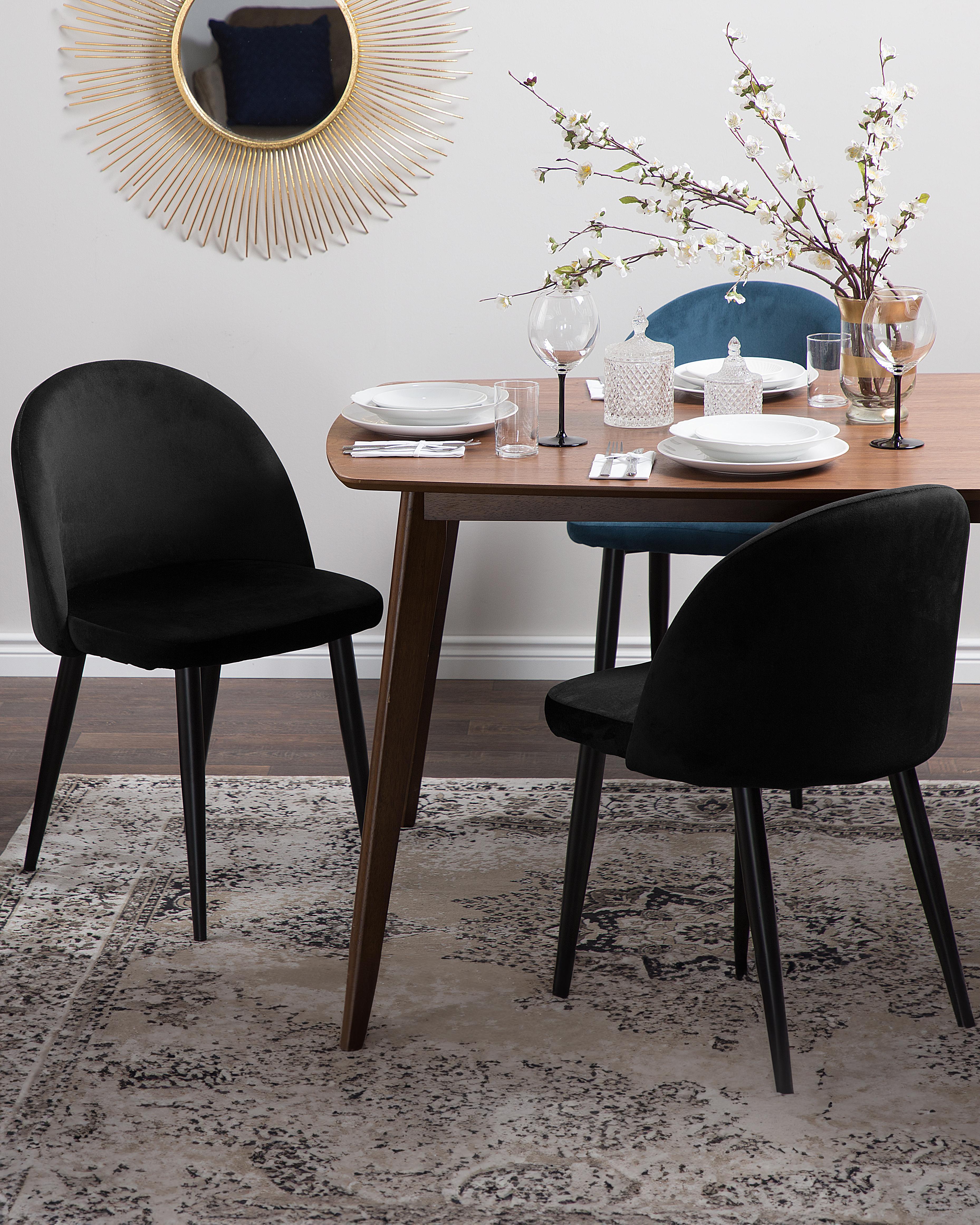 Set van 2 eetkamerstoelen VISALIA Fluweel Zwart
