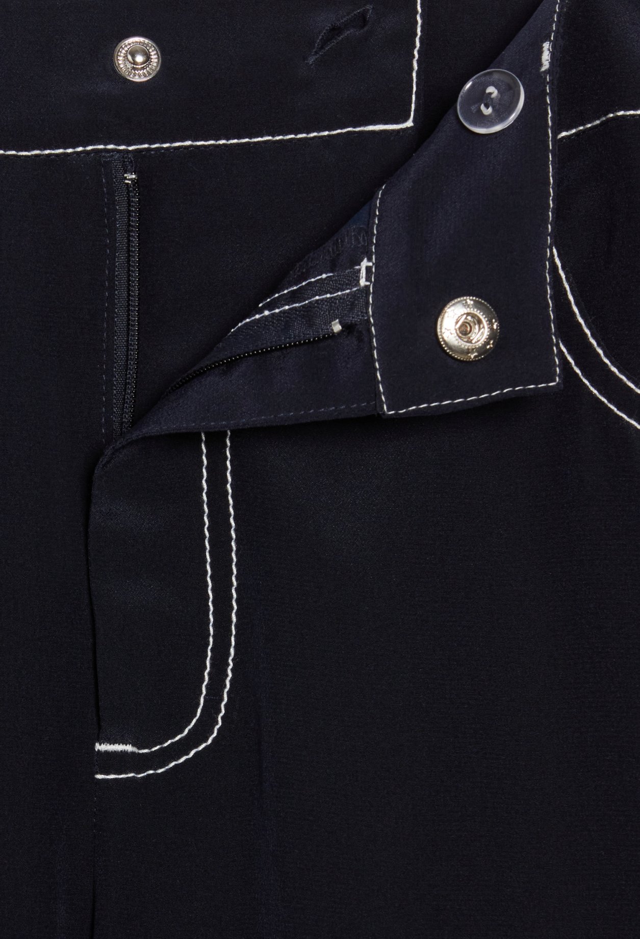 Pantalon droit long soie bleue