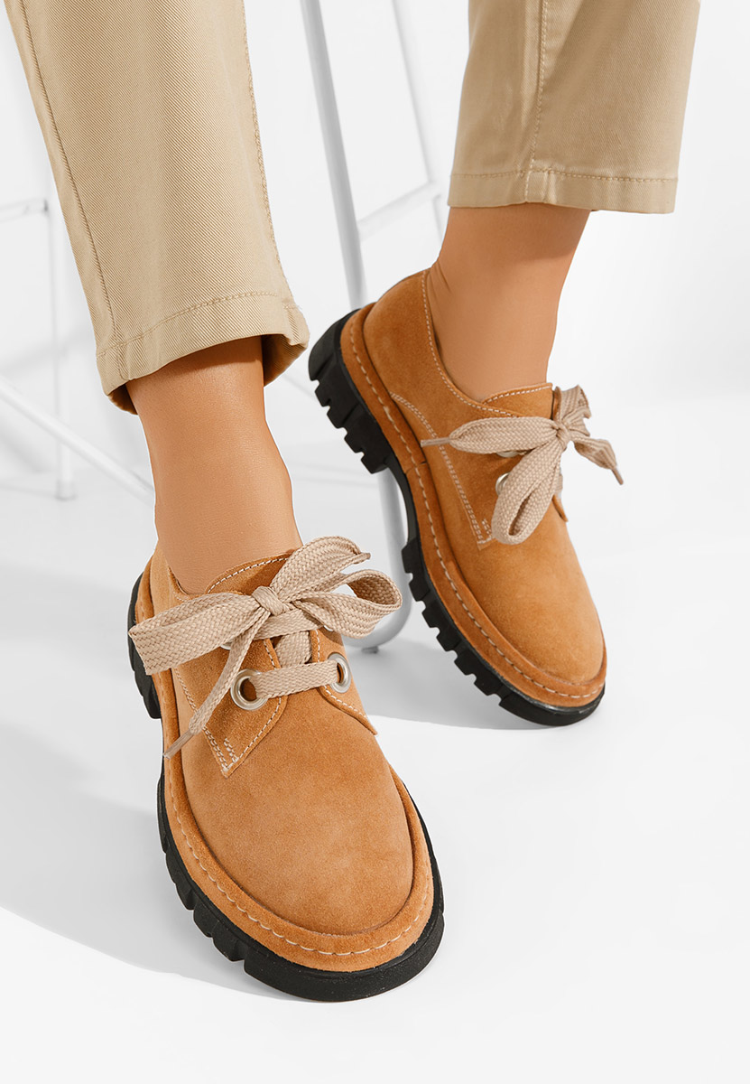 Chaussures casual femme en cuir chameau Dasha V4