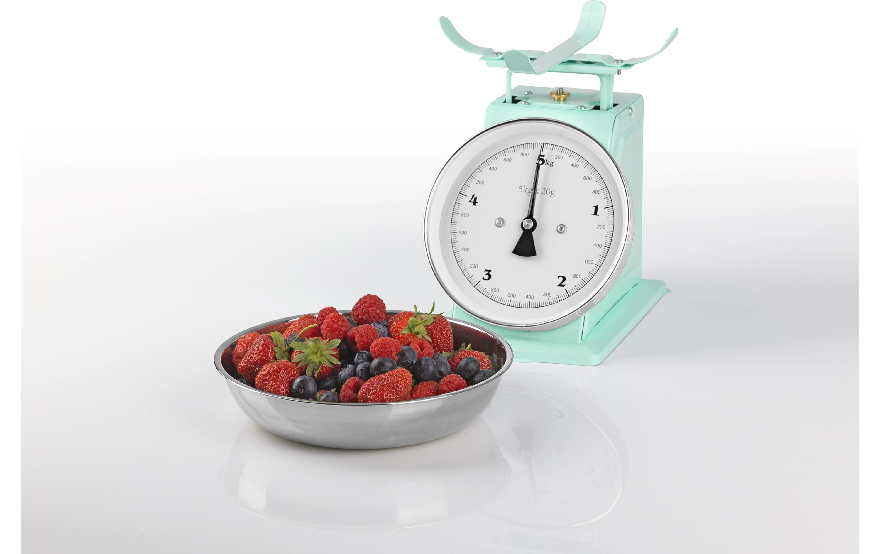 Küchenwaage 5 kg, 20g-Schritte, EdelstahlMechanische Küchen-Waage mit Rührschüssel