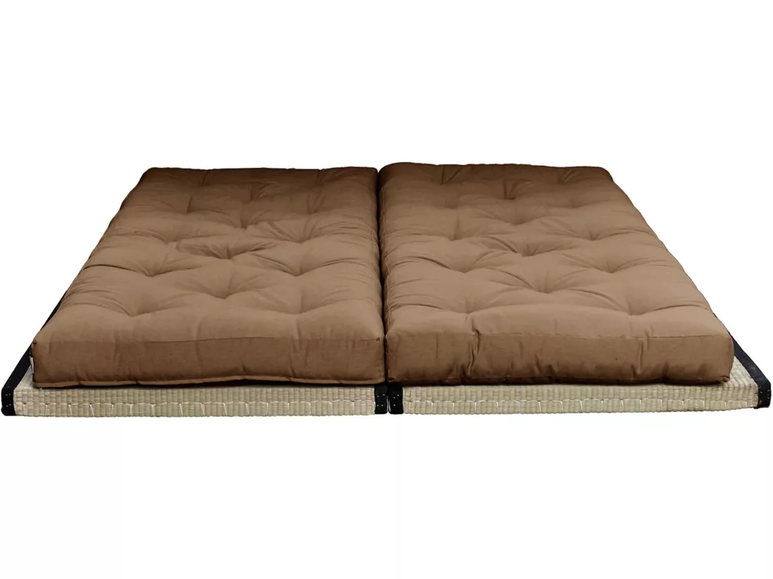 Futon canapé lit 3 places 2x70x200 CHICO marron mocca