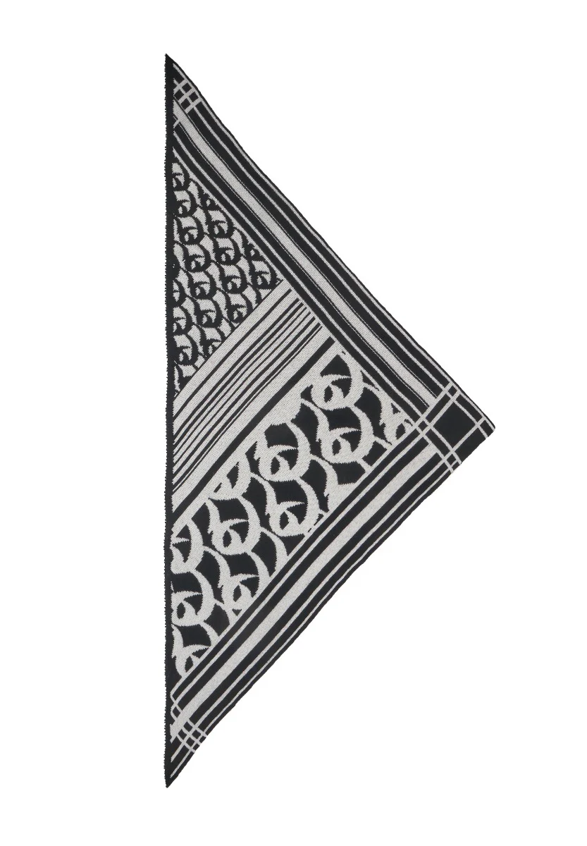 Lala Berlin  Triangle Monogram Goober Seasonal print tørklæde - Nero Alabastro
