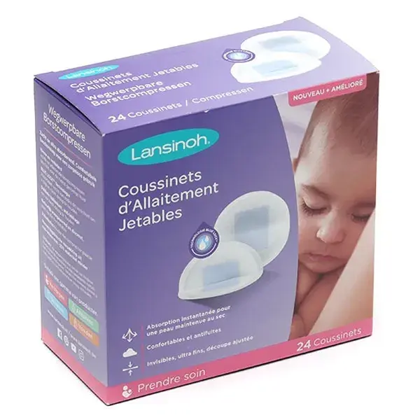Absorventes para amamentação Lansinoh Ultra Finos, caixa com 24 unidades