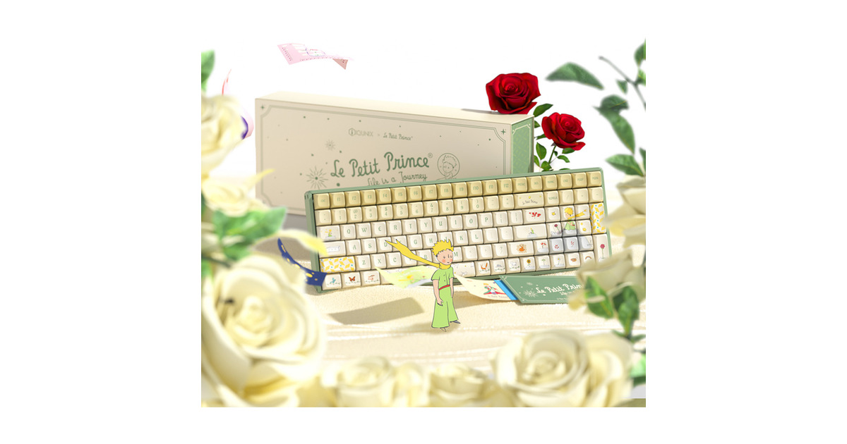 IqunixF97 Floral Date, gaming toetsenbord  (Groen/wit, US lay-out, Gateron Red, RGB leds, 96%, Hot-swappable, PBT, 2.4GHz | Bluetooth 5.1 | USB-C)