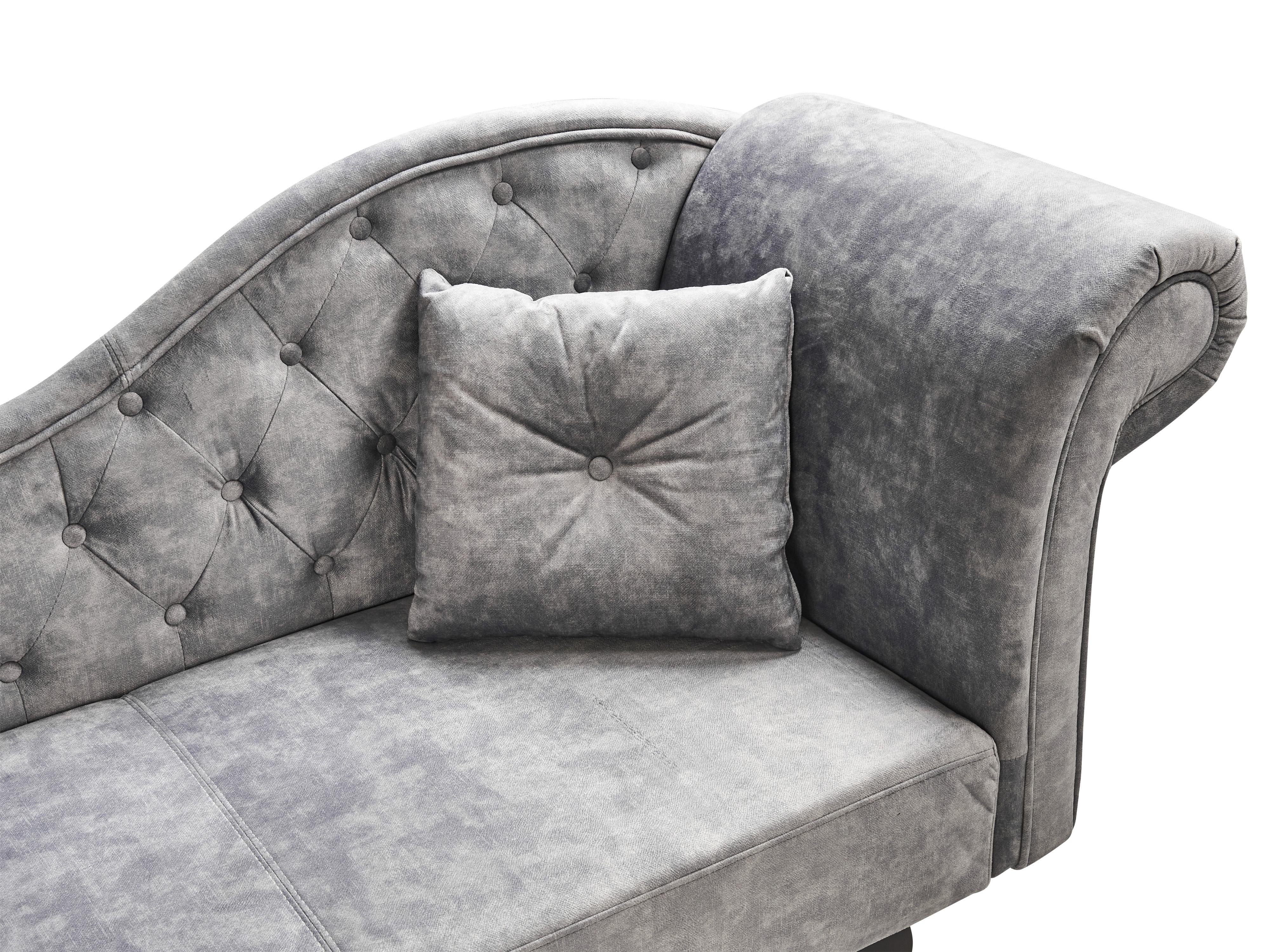 Rechtszijdige chaise longue LATTES II Fluweel Grijs met kussen