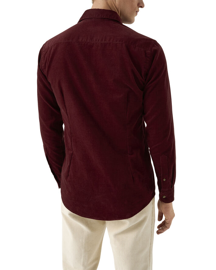 ETON Slim Fit Dark Red Fine Whale Coruroy Shirt Rød