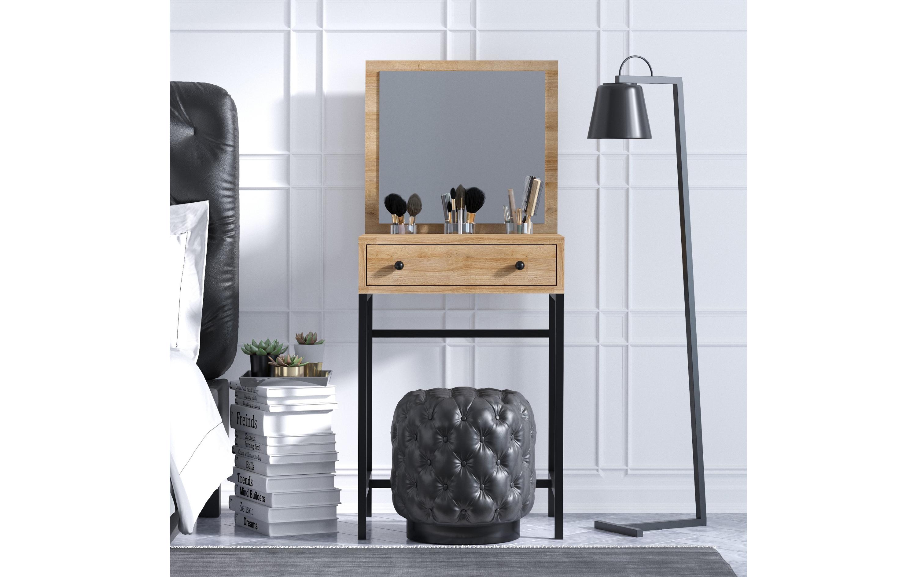 Schminktisch Mary 50 x 128 x 50 cm, Braun/Schwarz<br>Kosmetiktisch