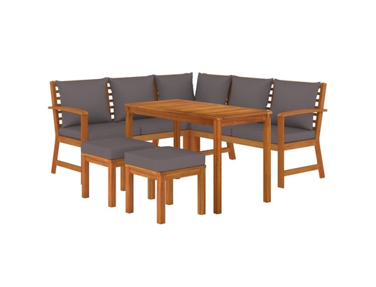 LES TENDANCES - Salon extérieur Salon de jardin-brun-5 places-114.5x60.5x81-491996