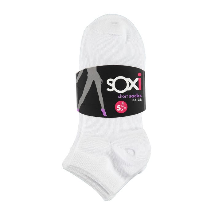 sOxi-4-pack katoenen effen sneakersokken