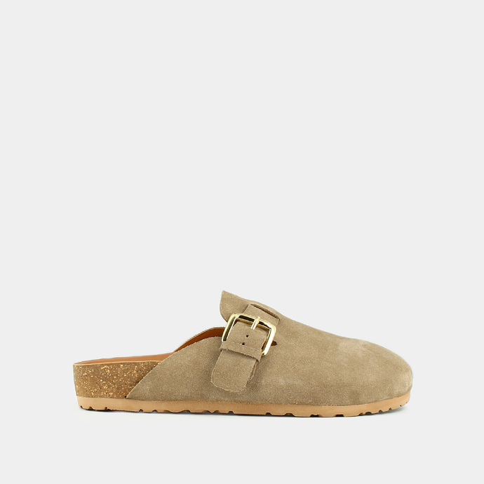 Mules à talons ouverts  en croute beige