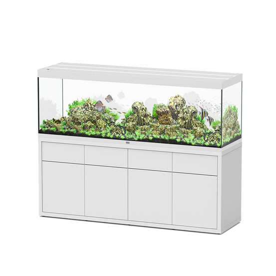 Aquarium et Meuble 4 portes Sublime Led 2.0 Blanc L.200x P.60x H.70 cm