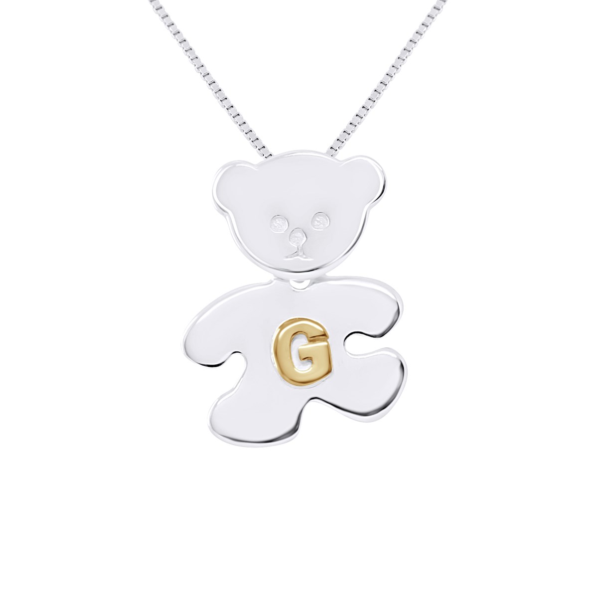 Pendentif OURSON Argent - Lettre G plaqué Or Jaune