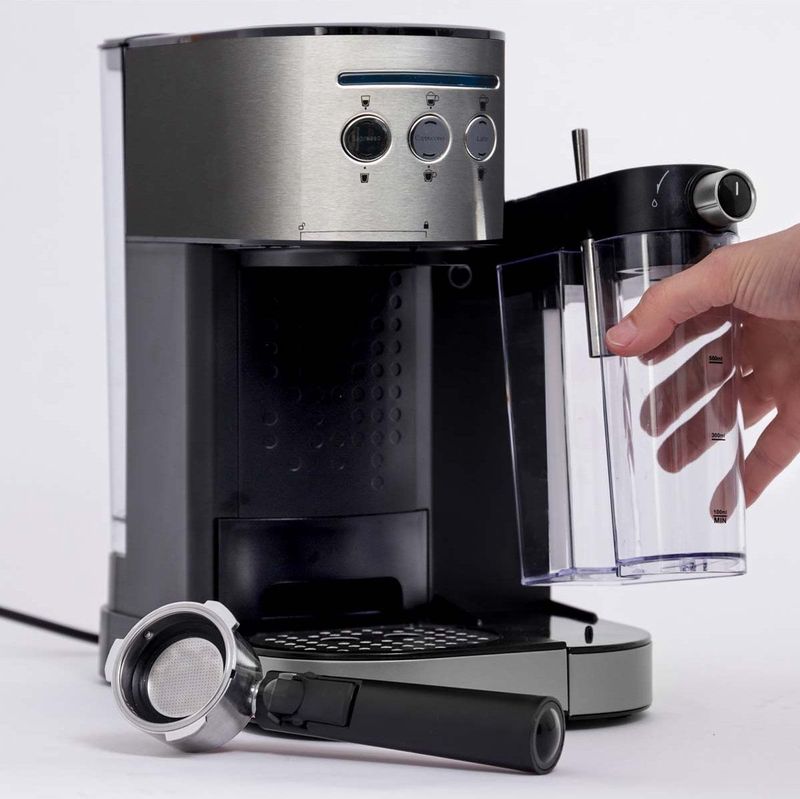 BluMill - Koffiemachine - Pistonmachine - Zilver - Inclusief Automatische Melkschuimer